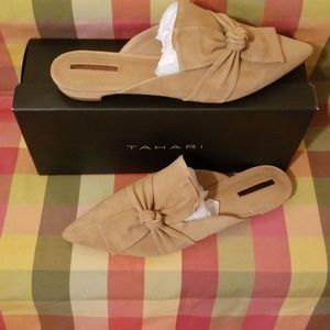 Tahari Suede Bow Pandora Mules/Slides/Loafer 9.5 M